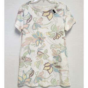 Juvia Women's Multicolor Flower Sweater Style Midi Short Sleeve Dress Size L/XL